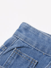 VGH Hollow Out Denim Pants - High Waist Slimming Trousers