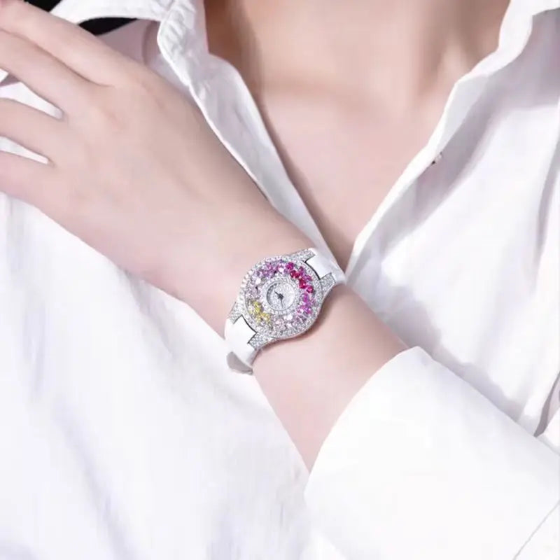 Women's Luxury Stainless Steel Zircon Bracelet Watch – Elegant Jewelry Timepiece