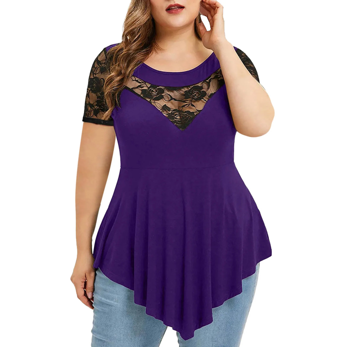 Lace Hollow‑Out Tee – Breathable Stretch Summer Top