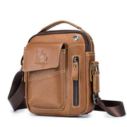 Men's Genuine Cowhide Leather Crossbody Bag - Compact Shoulder Satchel | OWNLUXE