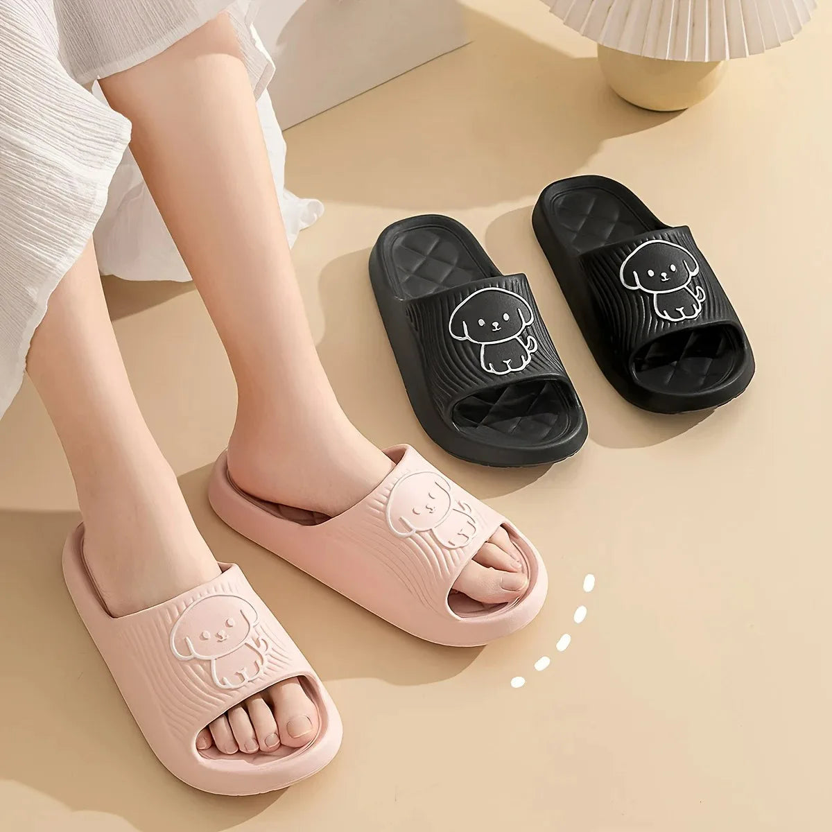 Comfortable EVA Animal Print Slides - Indoor Summer Slippers with Flat Heel