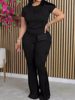 Load image into Gallery viewer, ✨ Women’s Summer 2-Piece Set – Short Sleeve Top &amp; High-Waisted Pants | Ensemble estival 2 pièces pour femme – Haut manches courtes et pantalon taille haute
