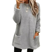 Faux Fur Lined Knit Sweater – Extra-Long Winter Pullover
