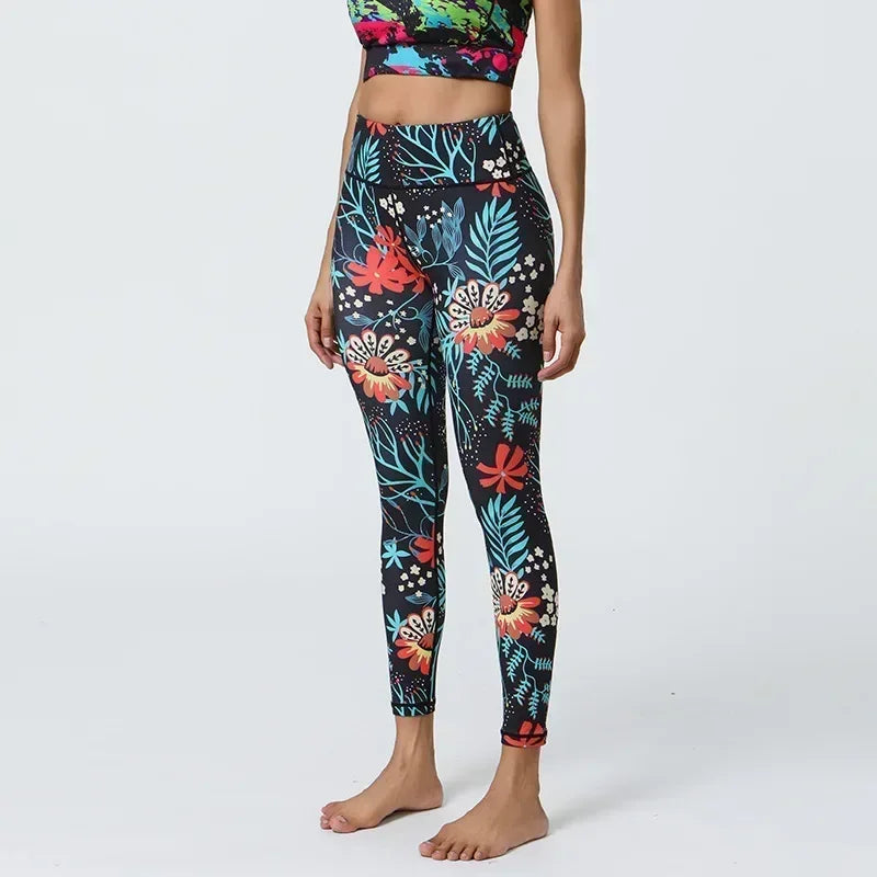 Women’s High-Waist Floral Printed Yoga Leggings