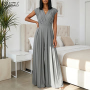 V-Neck Sleeveless Wide-Leg Minimalist Jumpsuit | OWNLUXE