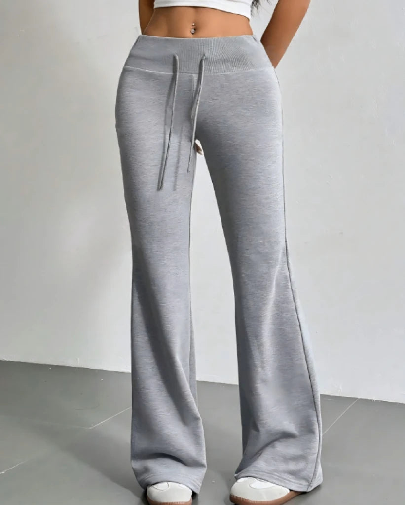 Women's Drawstring Bell-Bottom Pants - High Waist Flare Pants
