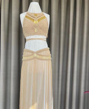 Crochet Knit Maxi Backless Swim Cover-Up | OWNLUXE