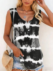 Tie-Dye V-Neck Sleeveless Relaxed-Fit Tank Top | OWNLUXE