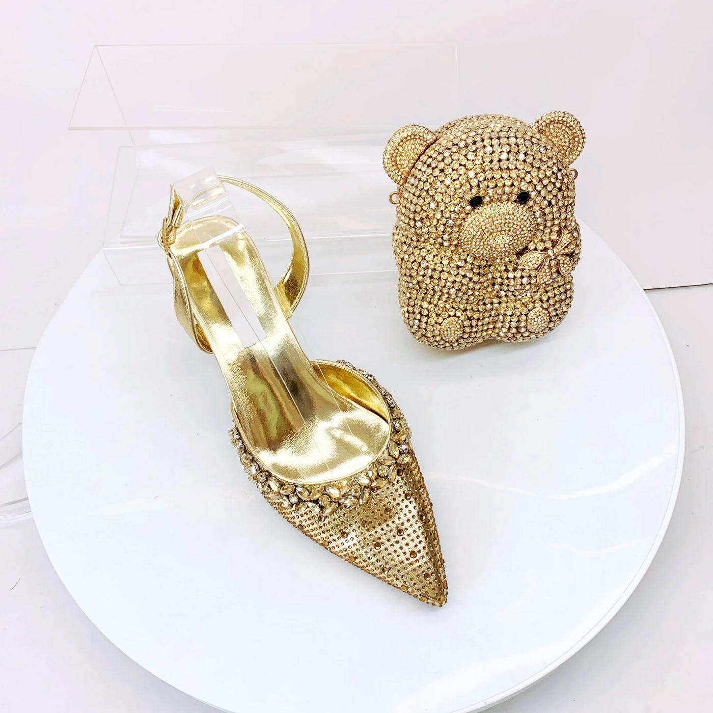 Crystal Sandals and Clutch Bag Set – Rhinestone Party Heels