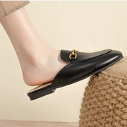 Women’s Chain Detail Flat Mules – Closed Toe Slides