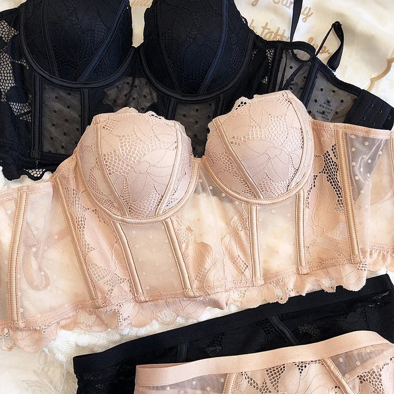 Lace Floral Embroidery Push-Up Bra & Brief Set | OWNLUXE
