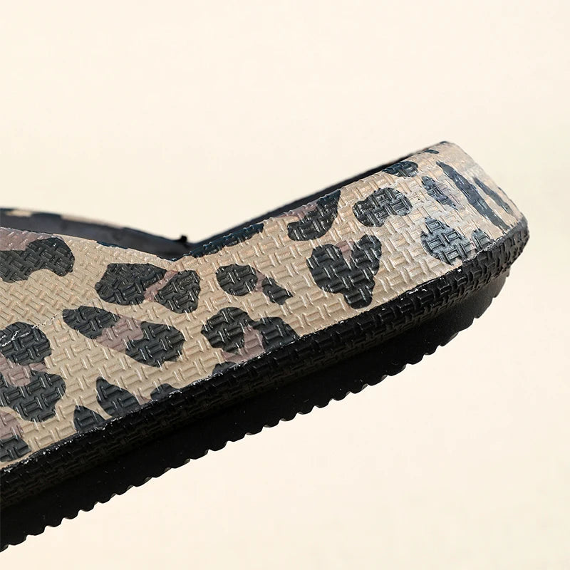 Women’s Cloud Flip Flops – Leopard Thick-Soled Sandals