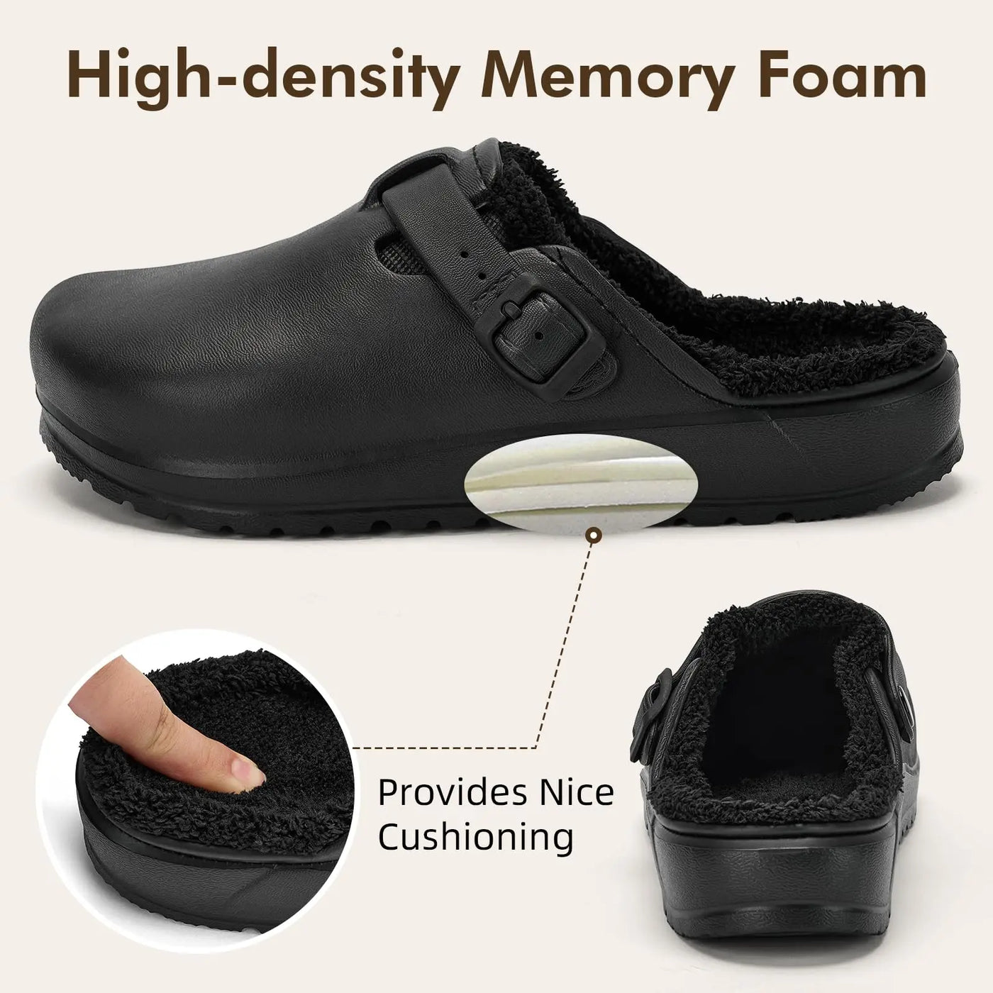 Women’s Winter Clogs Cotton-Lined Slip-On Garden Mules
