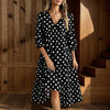V-Neck Midi Elegant Polka Accessory | OWNLUXE