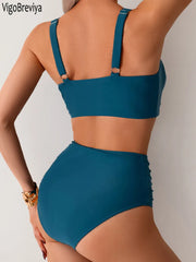 High-Waist Push-Up Blue Bikini Set | OWNLUXE