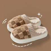 Couple Winter Plaid Slippers – Warm Fluffy Indoor Slides