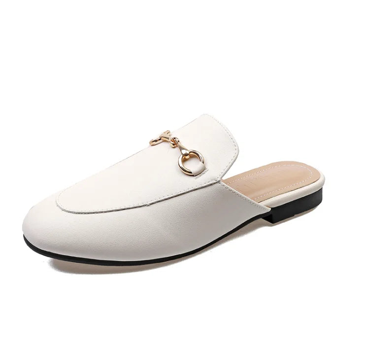 Women’s Chain Detail Flat Mules – Closed Toe Slides