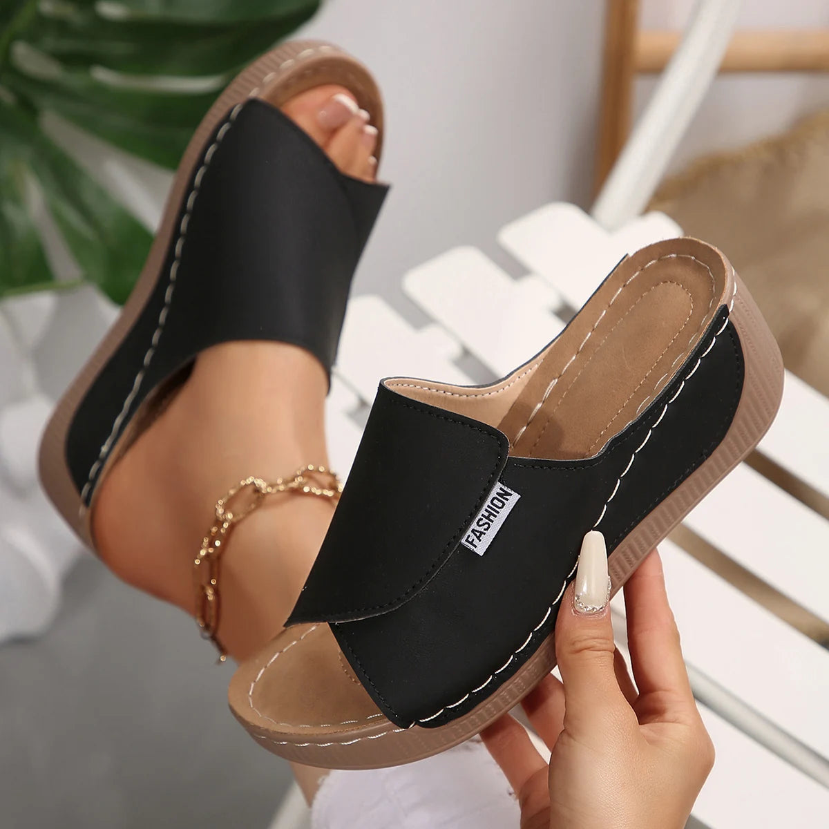 Women’s Wedge Slippers – Open-Toe Summer Sandals