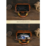 Vintage Carved Leather Handbag - Handmade Luxury Shoulder Bag