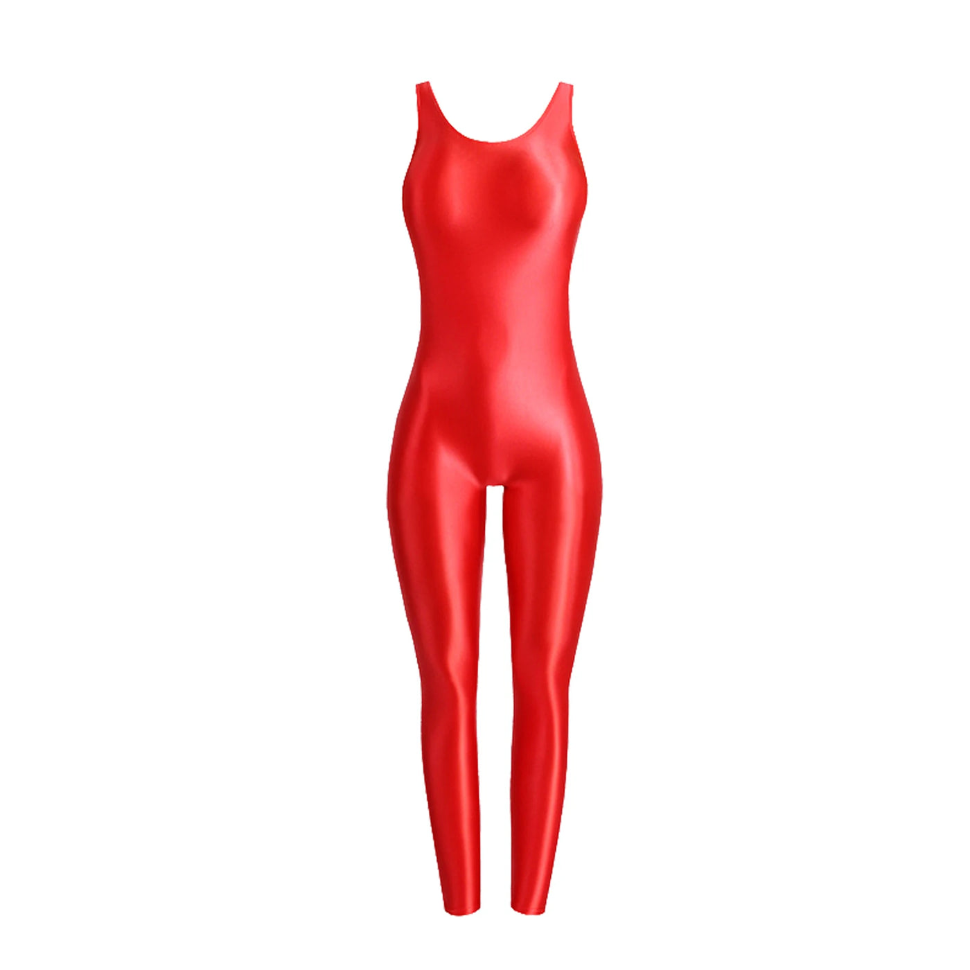 Faux Leather Shaping Jumpsuit - Sleeveless Body Sculpting One-Piece