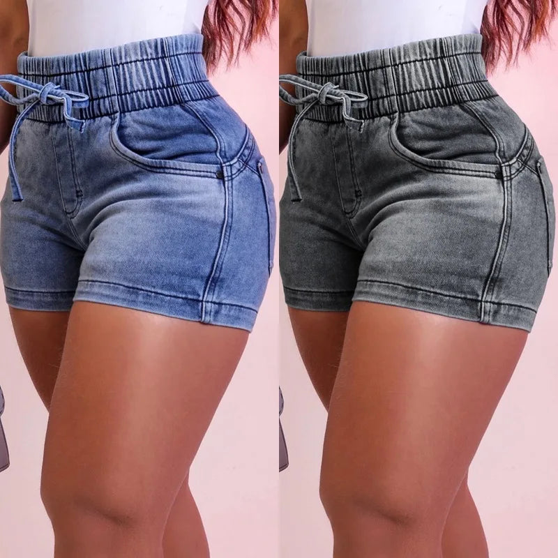Elastic Denim Bandage Shorts – High Waist