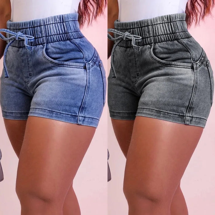 Elastic High Waist Bandage Denim Shorts | OWNLUXE