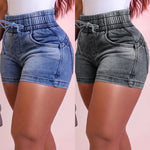Load image into Gallery viewer, Elastic Waist Stylish Bandage Jeans Short Pants
