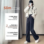 Women's Lamb Velvet Wide Leg Pants - Fleece Lined Winter Trousers