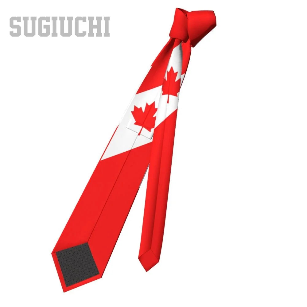 Canada Flag Emblem Neck Tie – Slim Plaid Tie for Wedding, Business & Canada Day