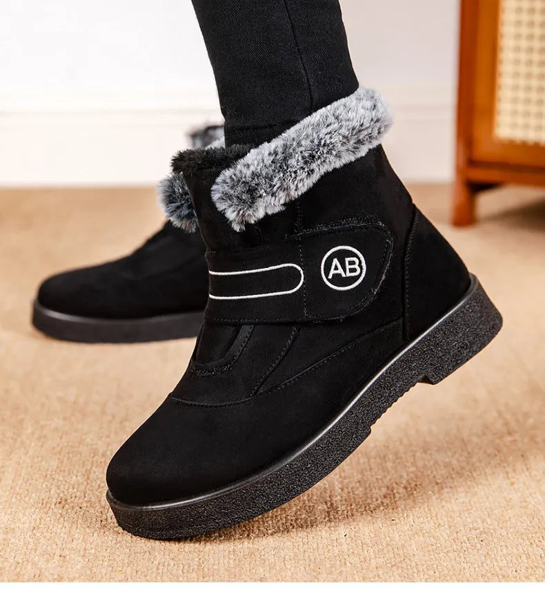 Warm Fur Ankle Boots - Women's Elegant Winter Snow Booties