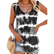 Tie-Dye V-Neck Sleeveless Relaxed-Fit Tank Top | OWNLUXE
