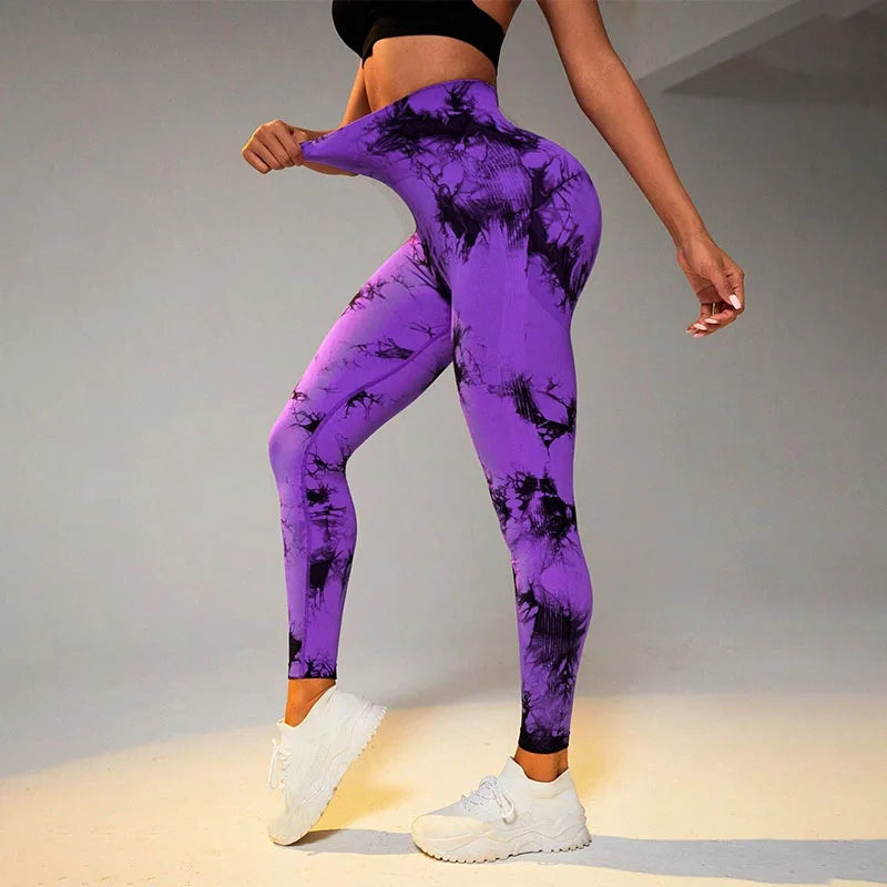 High-Waist Seamless Tie-Dye Running Leggings | OWNLUXE