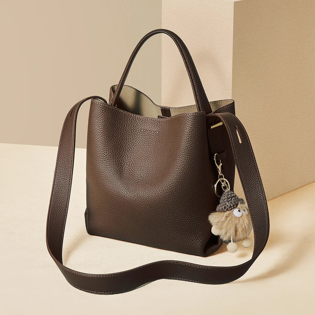 Spacious Genuine Leather Bucket Bag | OWNLUXE