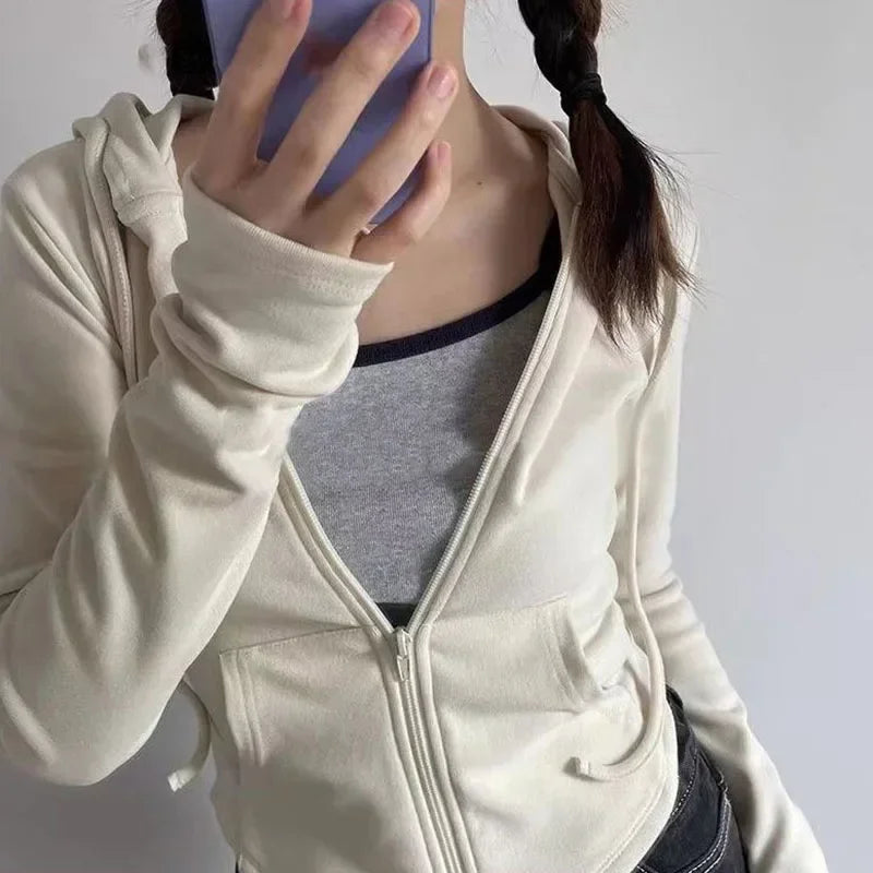 Women's Long-Sleeve Hooded Cropped Hoodie | OWNLUXE