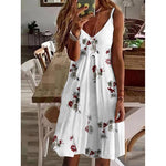 Load image into Gallery viewer, Floral Fit &amp; Flare Knee-Length Casual Dress – V-Neck, Sleeveless, Pullover Style
