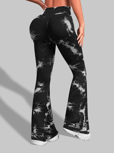 Flare Tie-Dye Yoga Pants with High Waist – Seamless & Stylish | Pantalon de yoga évasé tie-dye taille haute – Sans couture et tendance