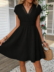Lace V-Neck Striped Dress | OWNLUXE