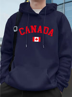 Load image into Gallery viewer, Canada Text With Flag Printing Men'S Hoodies Autumn Loose Sweatshirt Hip Hop Pocket Fleece Warm Sportswears Street Men Clothes
