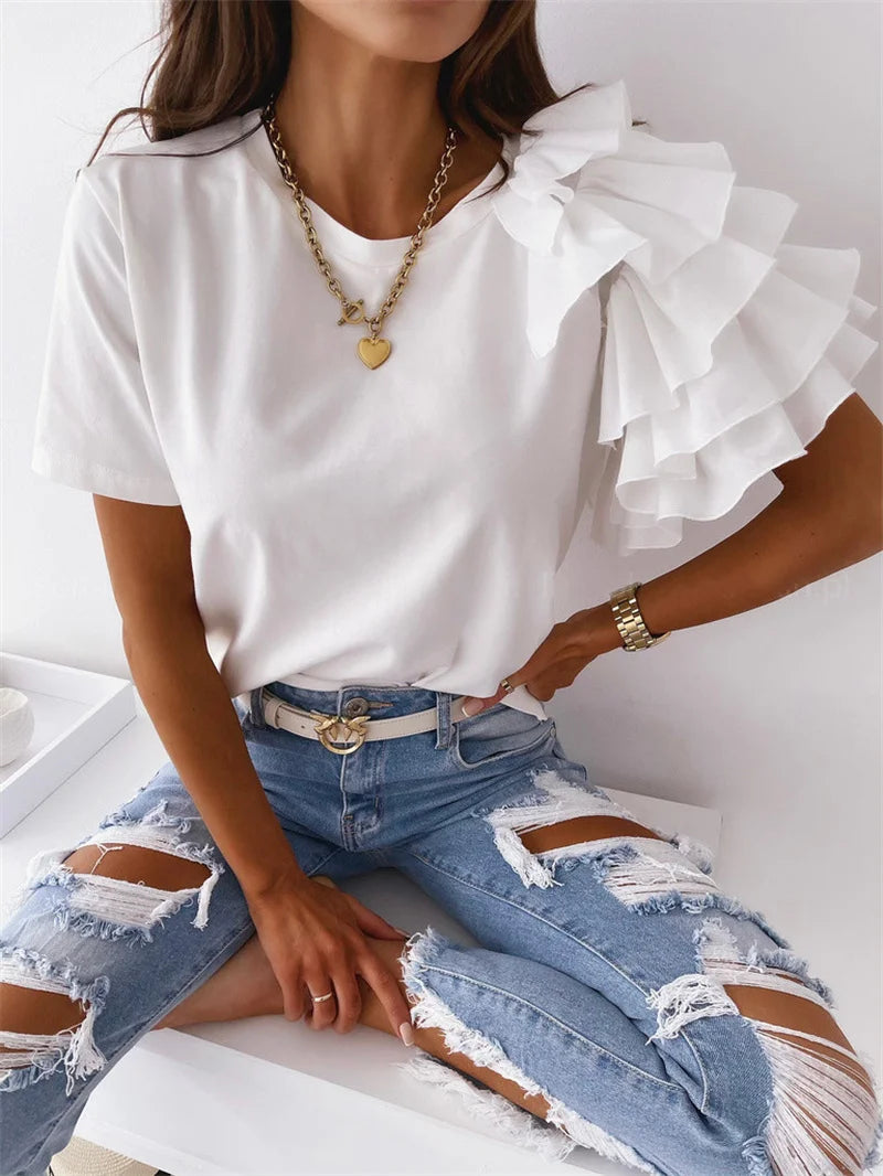 Women's Short Sleeve T-Shirt (White) | OWNLUXE