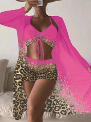 Printed High-Waist Bikini Set with Wire-Free Top