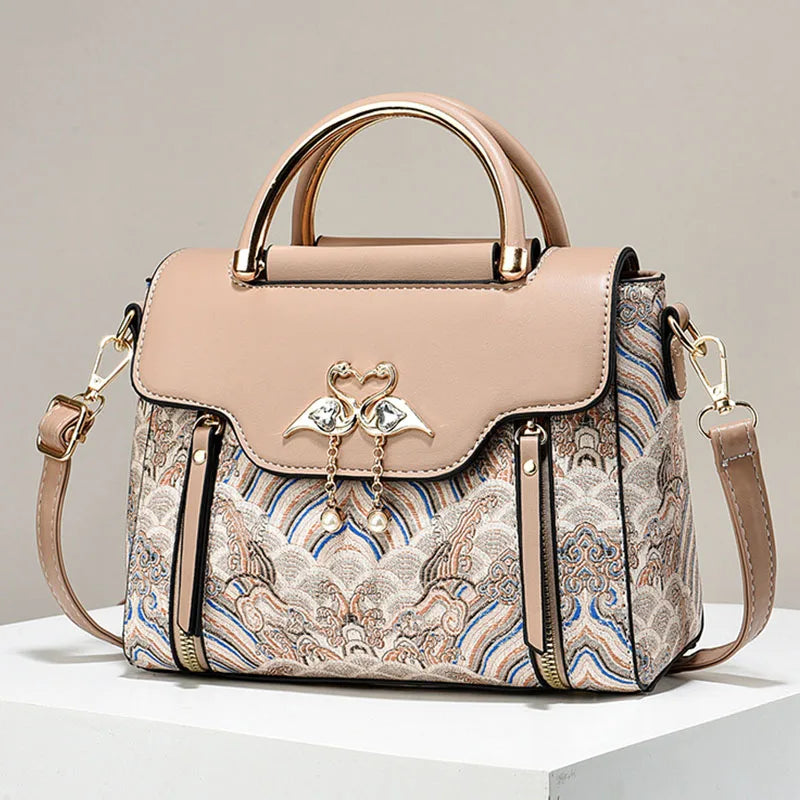 Women's Luxury Designer PU Leather Shoulder Bag - Casual Tote with Bow Decoration