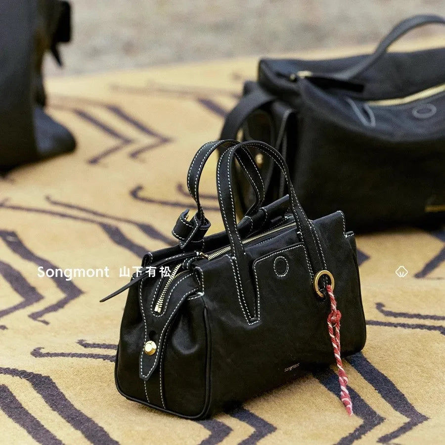 Genuine Leather Mini Boston Bag | OWNLUXE