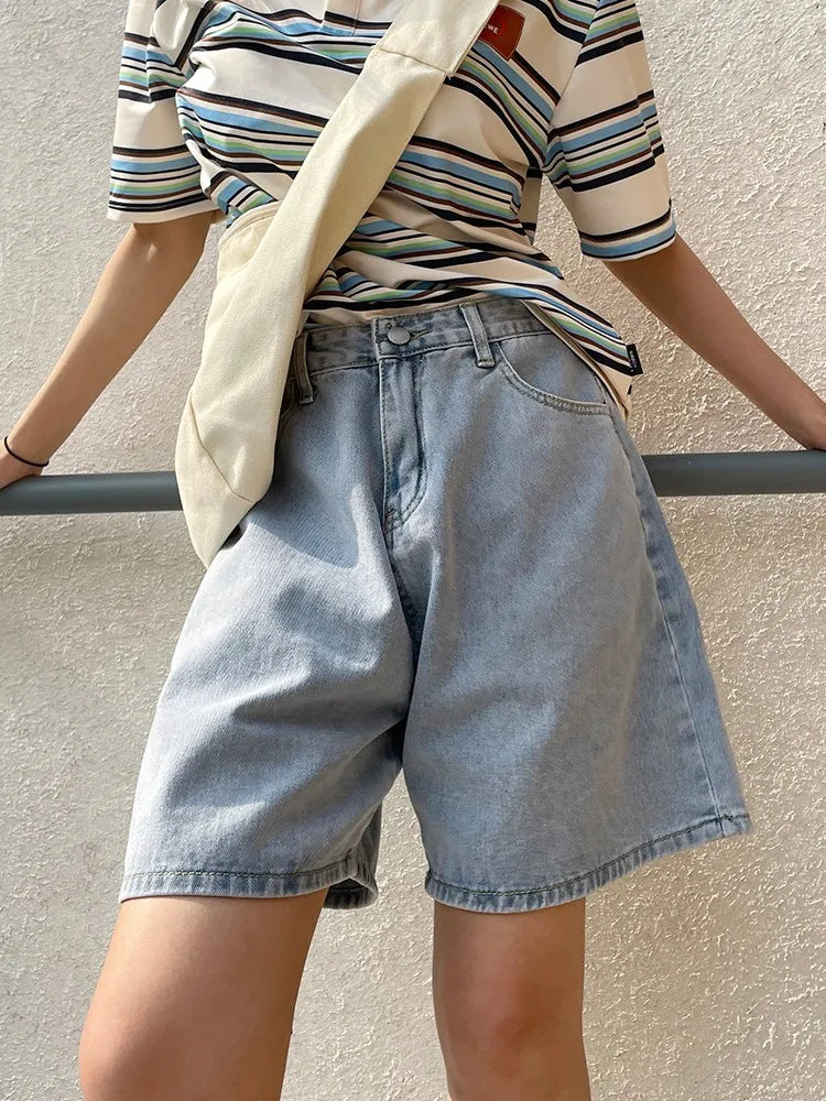 Western Style Oversized Casual Jeans Shorts