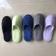 Disposable Hotel Spa Slippers – 5 Pairs Plush Cotton Slides