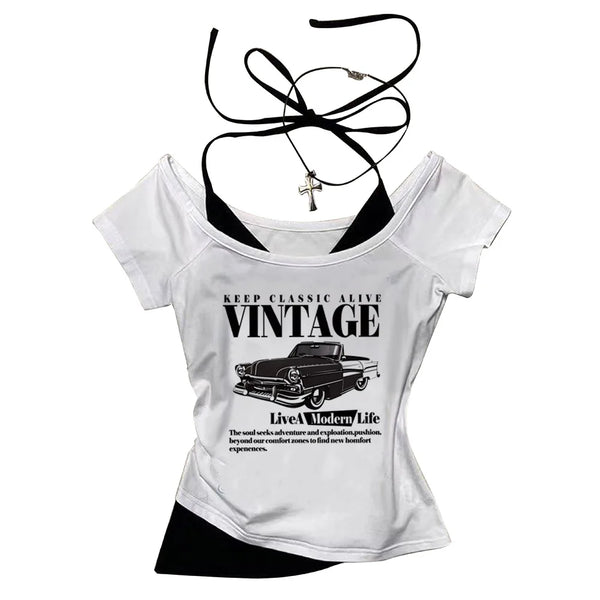Women's Cropped Retro Vintage T-Shirt | OWNLUXE