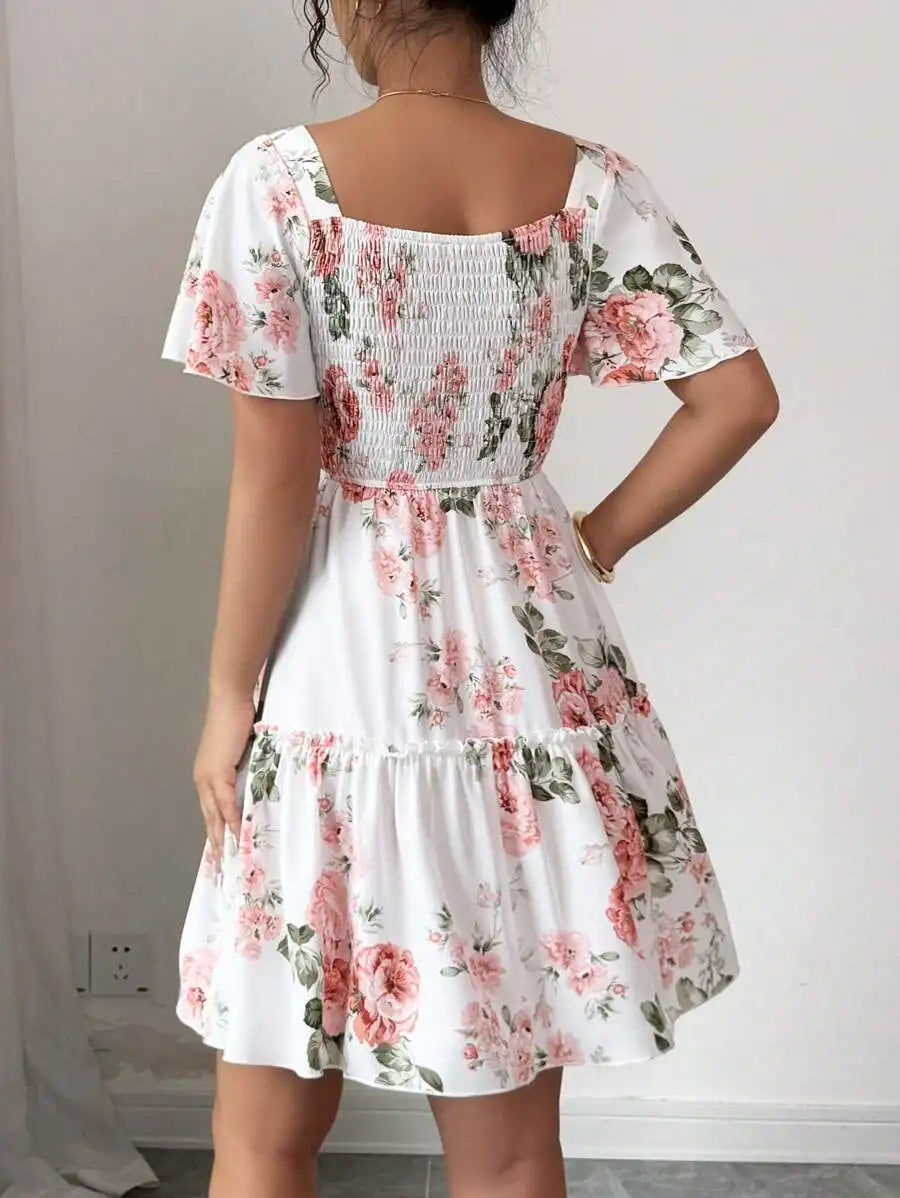 Women's Short Sleeve Floral Dress | OWNLUXE