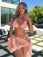 Load image into Gallery viewer, Bikini Bodysuit Swimwear Women With Skirt Bathing Suit Summer New Ruffle Splice Print Beachwear Holiday Bikini Cover Ups Outfits
