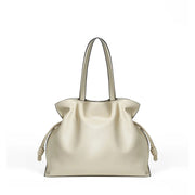 Cowhide Leather Pleated Bucket Bag | OWNLUXE