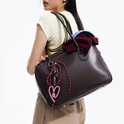 Large Capacity Soft Leather Tote Bag - Heart-Shaped Crossbody Handbag | OWNLUXE