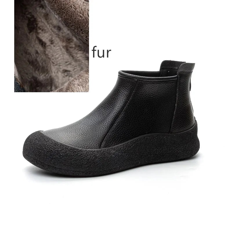 Women's Round Toe Leather Retro Boots – Shop at OWNLUXE